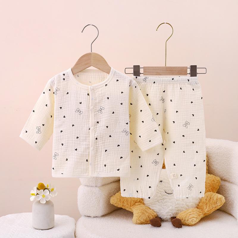 100% Cotton Baby Gauze Pajama Set: Long Sleeve, Summer-Ready