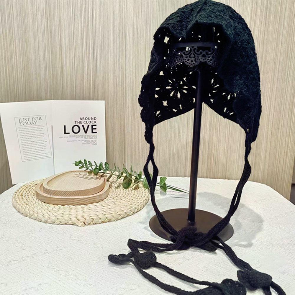 Bohemian Beret Cap Hand-knitted Knitted Hat Fashion Summer Flower Hat  for Women