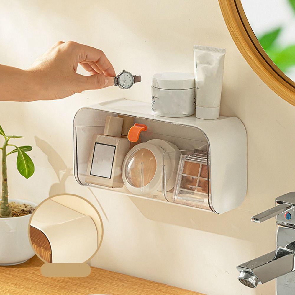 Transparent Cotton Pad Storage Box Plastic Jewelry Storage Shelf Cotton Swab Box  Bathroom