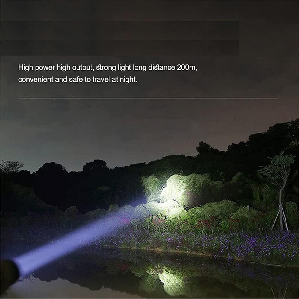LED Rechargeable Tactical Laser Flashlight 4 Modes 1800mAh for Emergency Camping