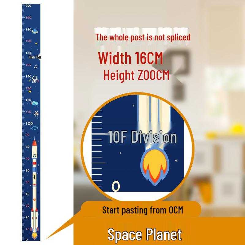 Removable Waterproof Cartoon Height Wall Sticker for Kids' Room