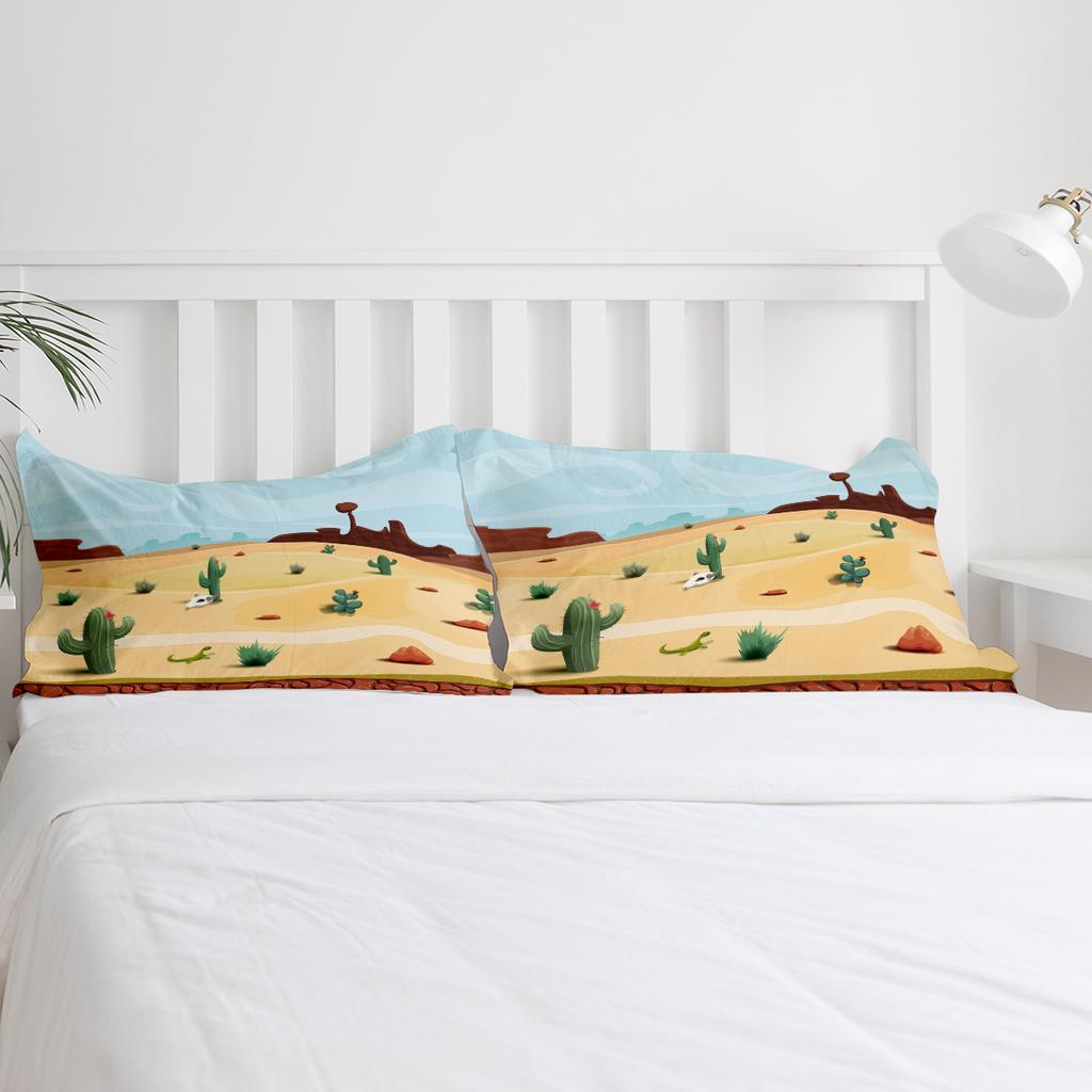 Cartoon Cactus Desert Bedding Set 3pcs Boys Girls Duvet Cover Pillowcase Kids Adult Quilt Cover Double Bed Set Home Textile