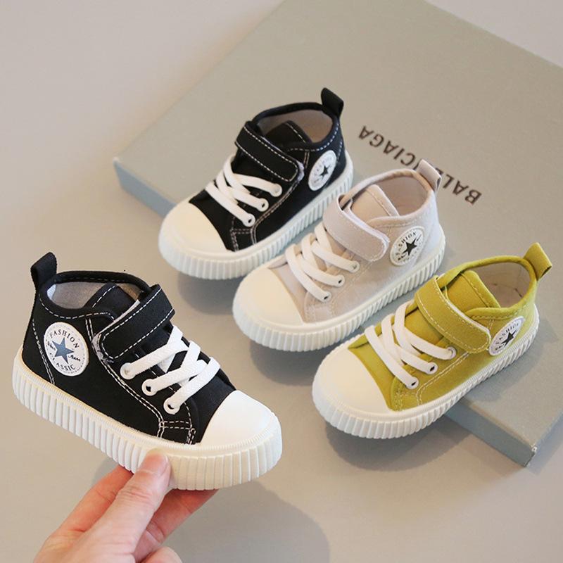 2025 Spring/Autumn Kids' High-Top Canvas Shoes - Non-slip Casual Sneakers for Boys & Girls