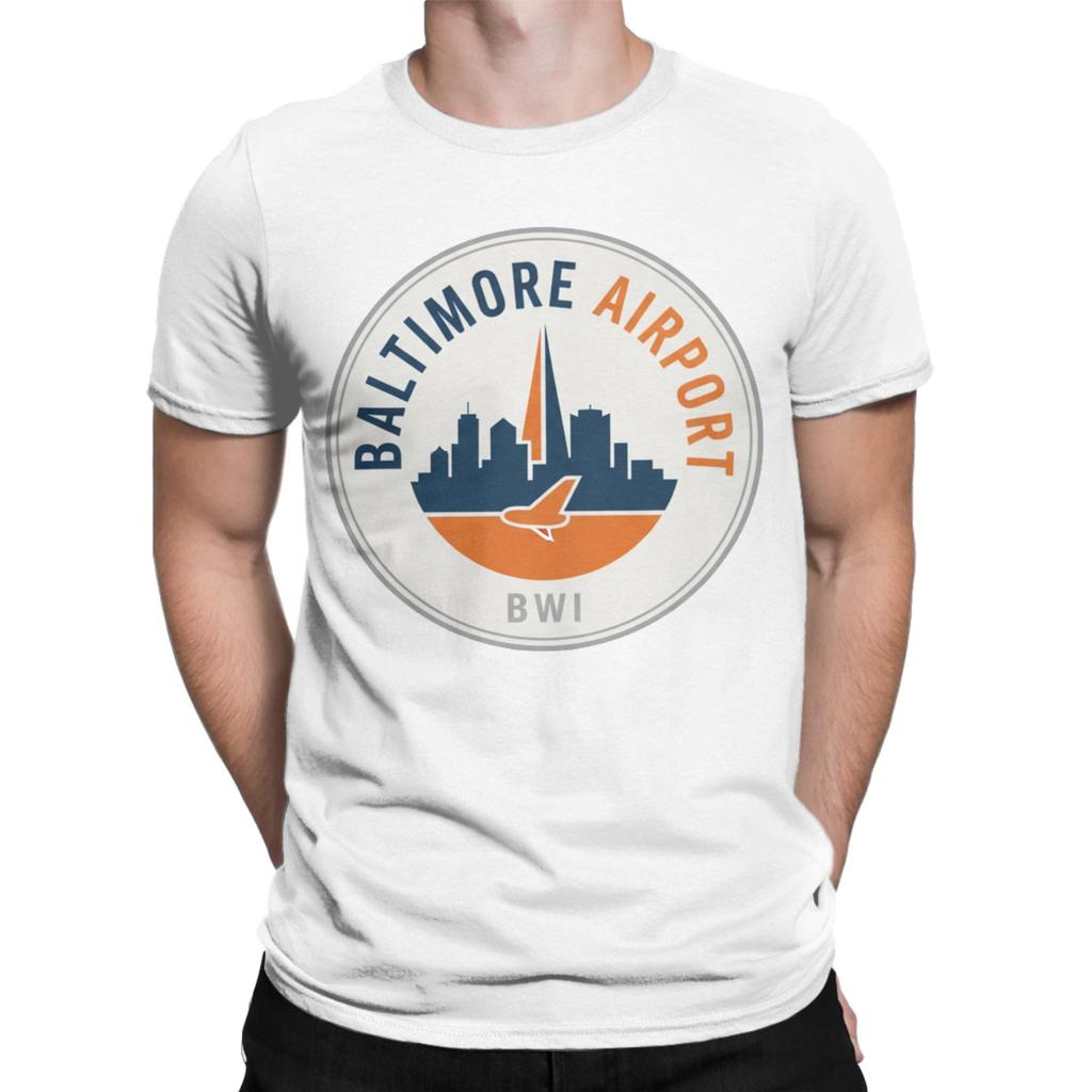 Baltimore Airport T-Shirt Beach  100% Cotton T Shirts For Men Hipster Casual Tshirt Short Sleeves Awesome Top Tees