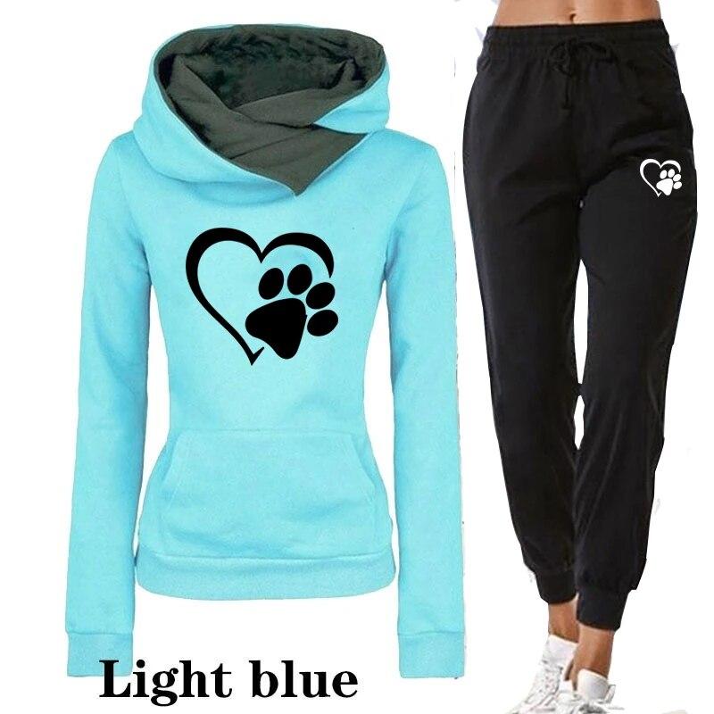Women Hoodie Set Sportswear Suit Casual Jacket Sweatshirt + Pants 2 Pcs Set Splice Tracksuit Suit