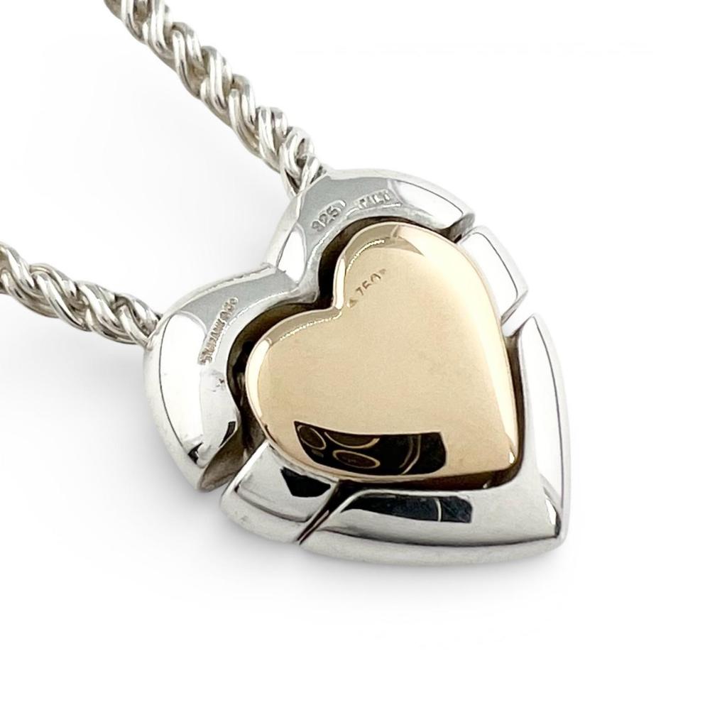 Great TIFFANY&Co. Necklace Double Heart Puzzle Silver 925 Women Used
