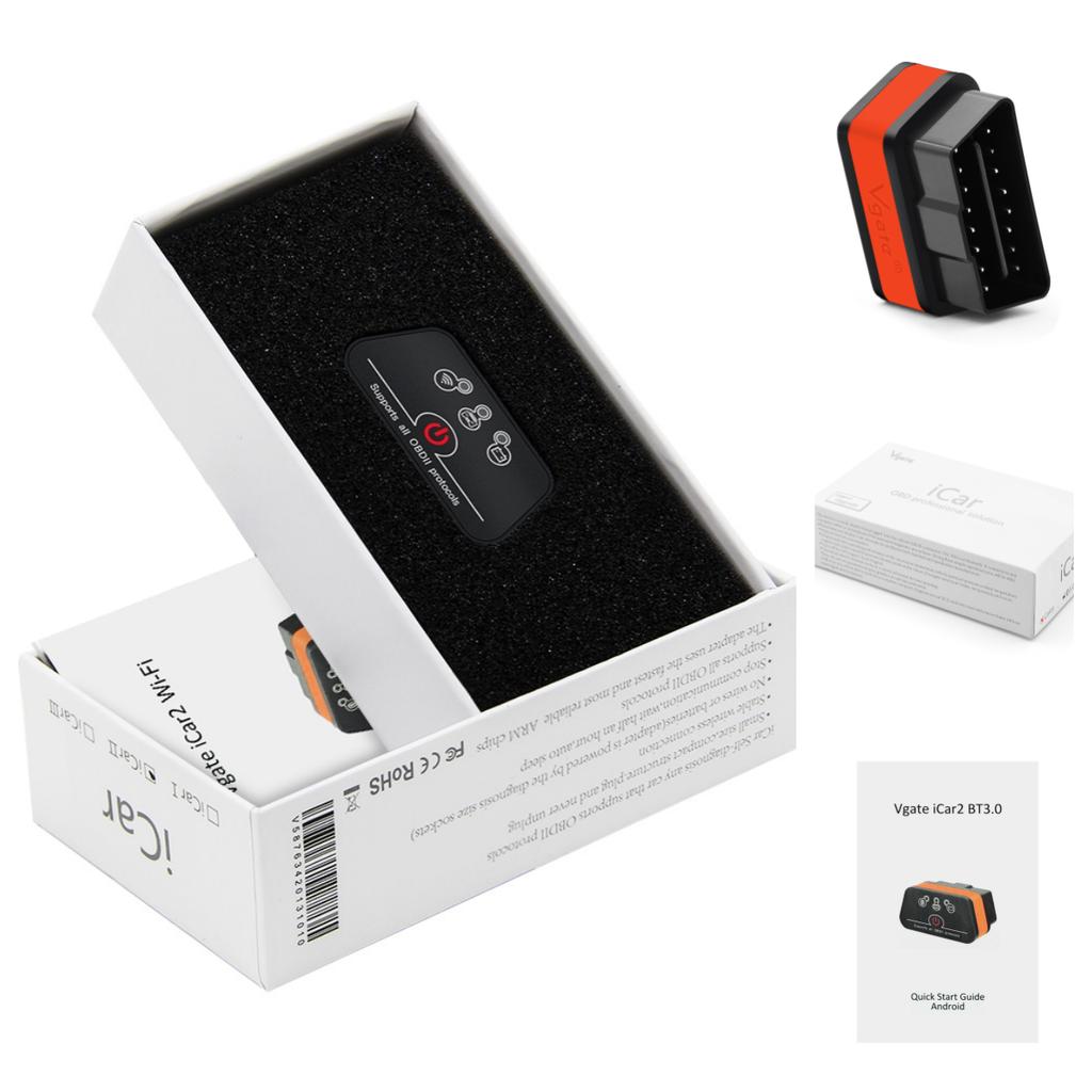 Vgate ICar2 ELM327 Car Diagnostic OBD 2 OBD2 Scanner Auto Tool ICar 2 Bluetooth 3.0 for Android Code Reader PK ELM327 V 1 5