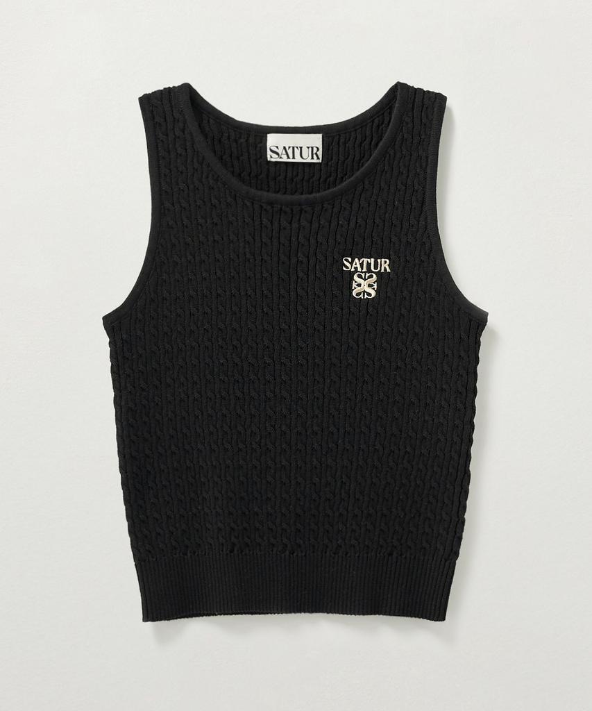 Seteo (W) Cable Knit Sleeveless Top Black