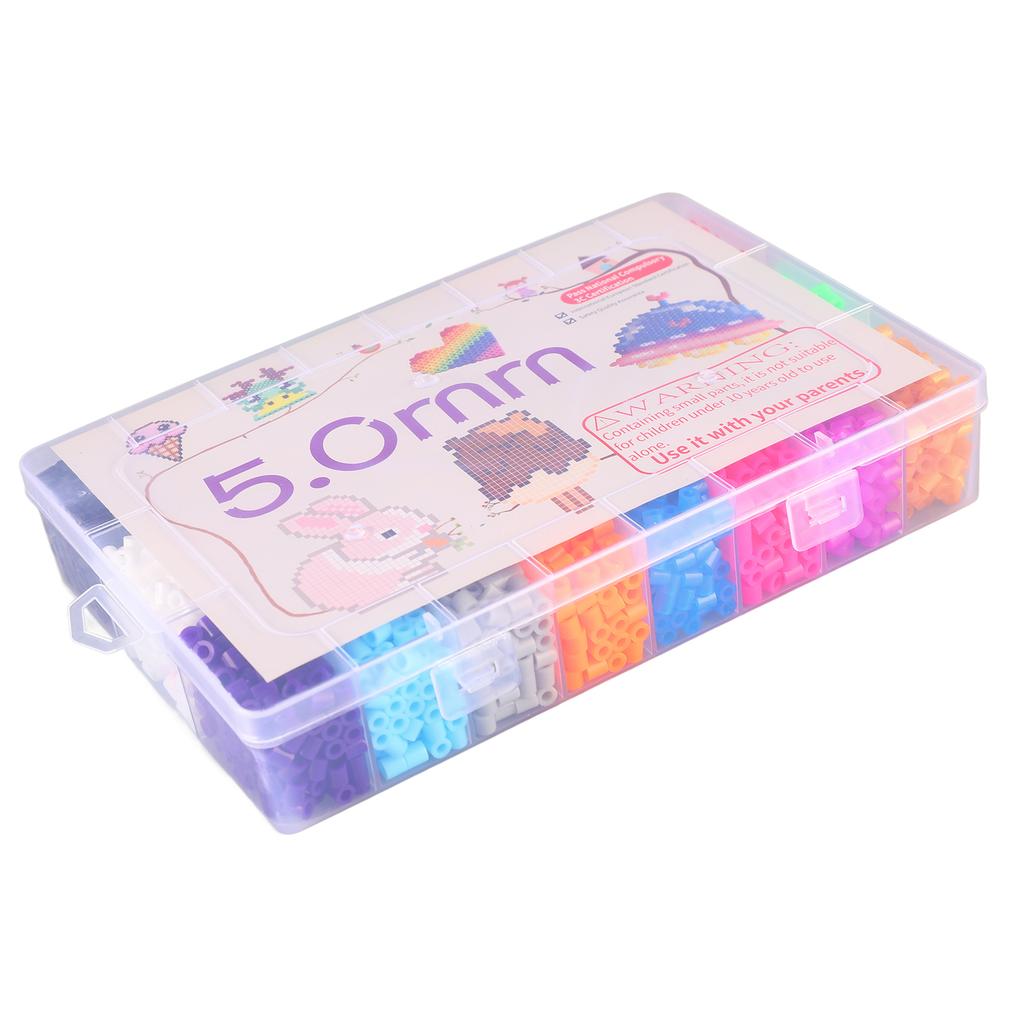 24 Color Fuse Beads Set 5mm Fuse Beading Kit with Pegboards Set Art Crafts Toys for Kids