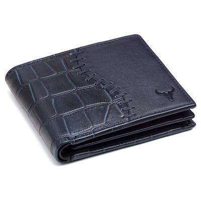 Modrá kožená peňaženka pre mužov I 4 priehradky na karty I 2 priehradky na meny I 1 okienko na ID I 3 tajné priehradky I Vonkajšia priehradka na karty I 1 vrecko na mince