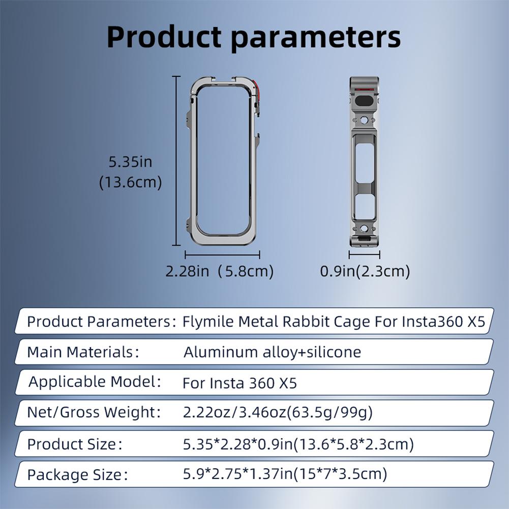 Aluminum Alloy Protective Case Camera Lens Protector Anti-scrach Silicone Protective Cover for Insta360 X5 Camera Accessories