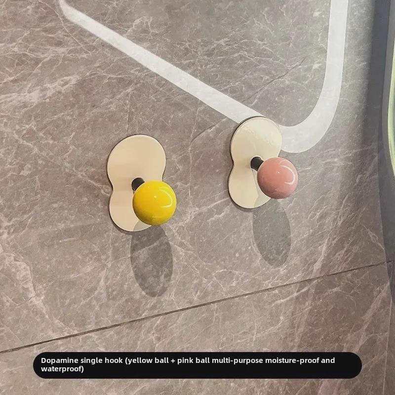 Punch-Free Adhesive Bathroom Towel Hook - Strong, Wall-Mounted, Creative Storage Solution