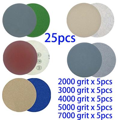 25 pièces Papiers de verre 3 pouces/75 mm Grain 2000 3000 4000 5000 7000 Disques de ponçage