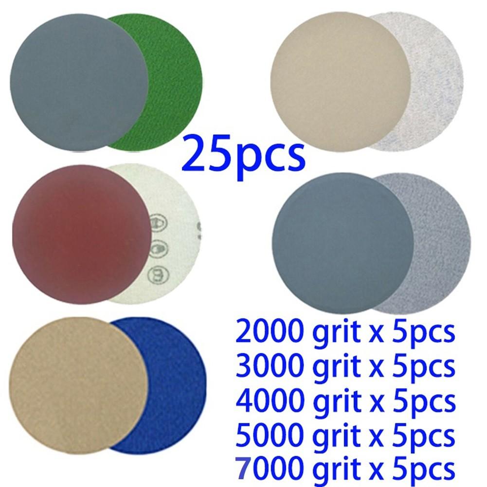25pcs Sandpapers 3 Inch/75mm 2000 3000 4000 5000 7000Grit Sanding Discs