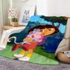 2DHand drawn Cartoon D-Dora the Explorer Throw Lightweight 240g Flannel Blanket Soft Skin-friendly for Summer Cooling
