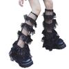 Women's Ruffle Lace Leg Warmer Cute Sheer Mesh Leg Sleeves Sweet Knee Highs Socks Baggy Cuffs Leg Cover Boot Socks