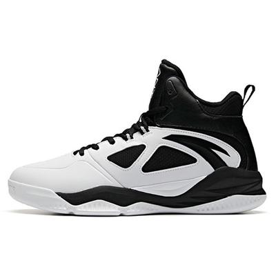 Badass Shock Absorption Slip Resistant Durable Mid Top Retro Basketball Shoes Men Sneakers White Black 91931109-2