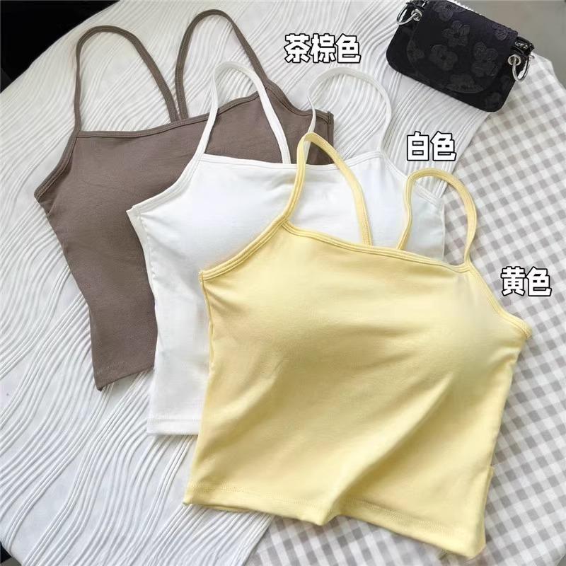 Spice Girl with Chest Pad, Beautiful Back, Chest Wrap, Hollow Bow, Cross Halter, Sling Vest, Short Bottom Top