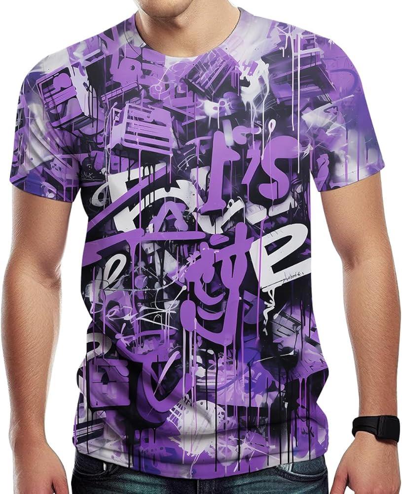 Srcnhim Men039;s Novelty Hip-hop Graffiti Cool Graphic Shirt T-Shirts Colorful Tote Unisex T-Shirt S