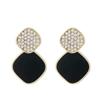 Korean New Black Zircon Stud Earring For Women Shiny Rhinestone Square Geometric Earrings Girl Party Statement Jewelry Gifts