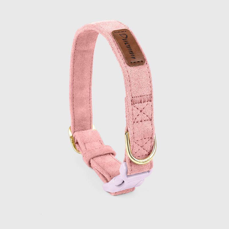 

New Arrival Pet Hand Holding Rope Vest-Style Chest Strap Dog Collar Deer Velvet Dog Chest and Back Three-Piece Pet Supplies S Peach powder (collar)