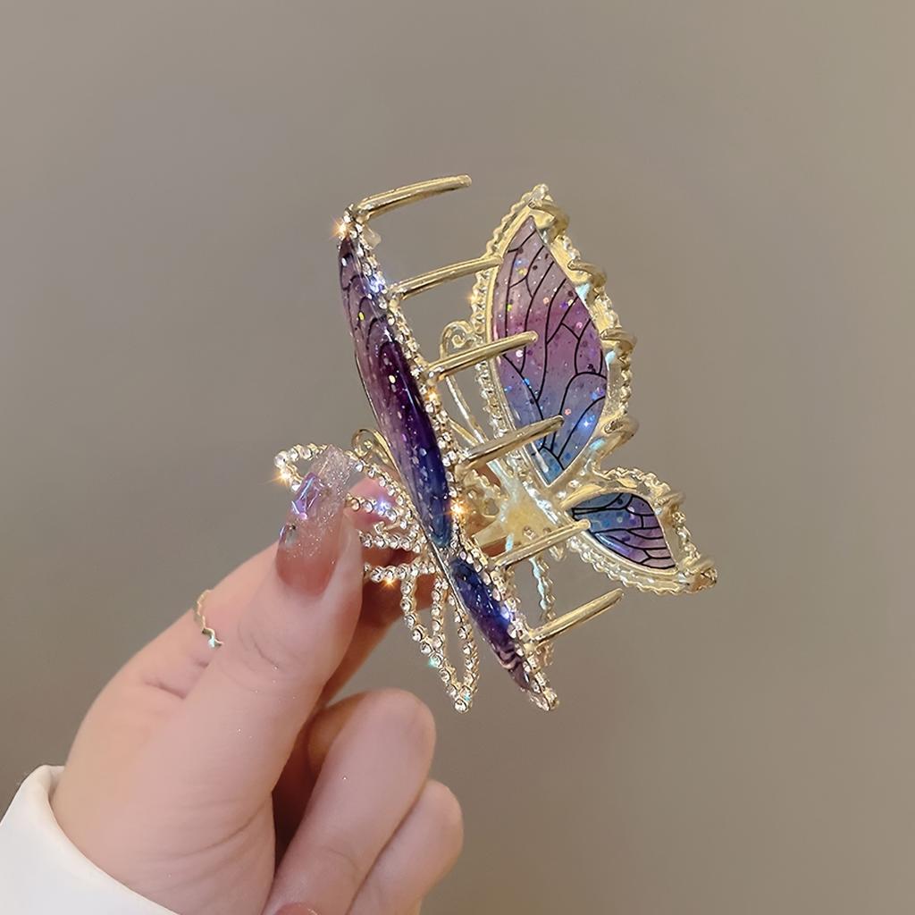 1PC Sweet Temperament Gentle Colorful Butterfly Grab Trigger High-end Exquisite Back Head Bun Shark Clip Hair Accessories