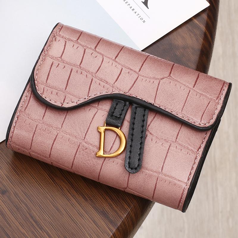 INS Small Women's Short Wallet 2023: Korean Crocodile Embossed D-Buckle Coin Purse & Tri-Fold Card Holder