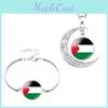 Personalized Palestinian Flag Design Moon Pendant Necklace 20mm White K Purity