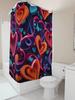 3D Multicolor Heart Shower Curtain - Waterproof, Mildew-Resistant, Machine Washable For Vibrant Bathroom Decor