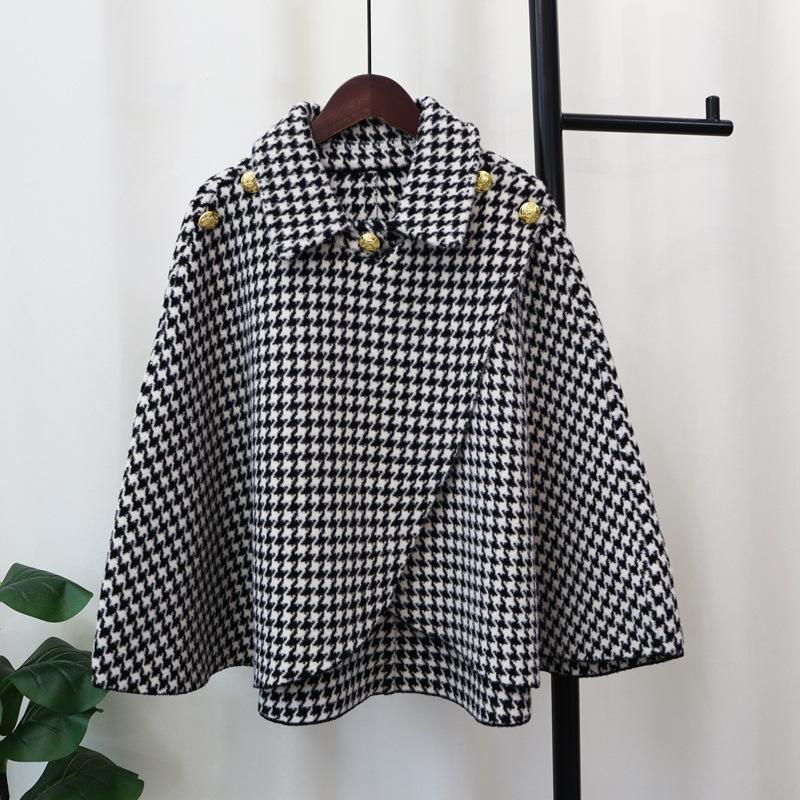 Autumn and Winter New Loose Temperament Design Sense Knitted Double-sided Nylon Coat Cape Advanced Sense Thin Shawl Women