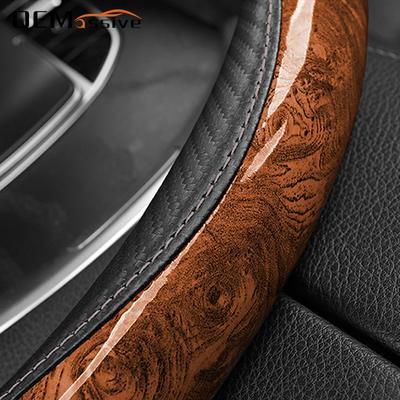 38cm 15 Zoll Mahagoni Holzmaserung Auto Lenkradabdeckung Guter Griff Atmungsaktiv Rutschfest Für Mercedes Benz