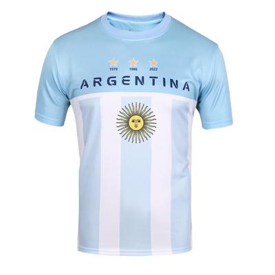Męska Koszulka z Flagą Narodowych Drużyn Piłkarskich Argentyny 3 Gwiazdy Słońce Maja Patriotyczne Koszulki Sportowe Styl Krótki Rękaw