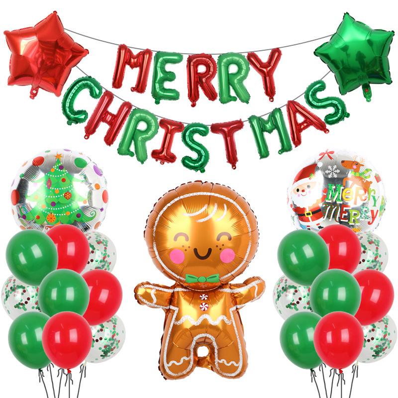 Christmas Decoration Balloon Set Smiling Snowman Elk New Year Arrangement Christmas Tree Party Decoration