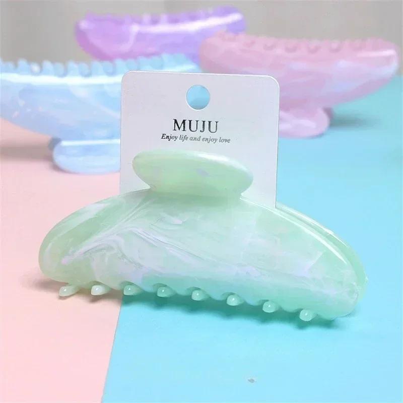 Candy Hairpin Advanced Acetate Marble Moire Back Head Shark Clip Semicircular Crescent Grab Clip