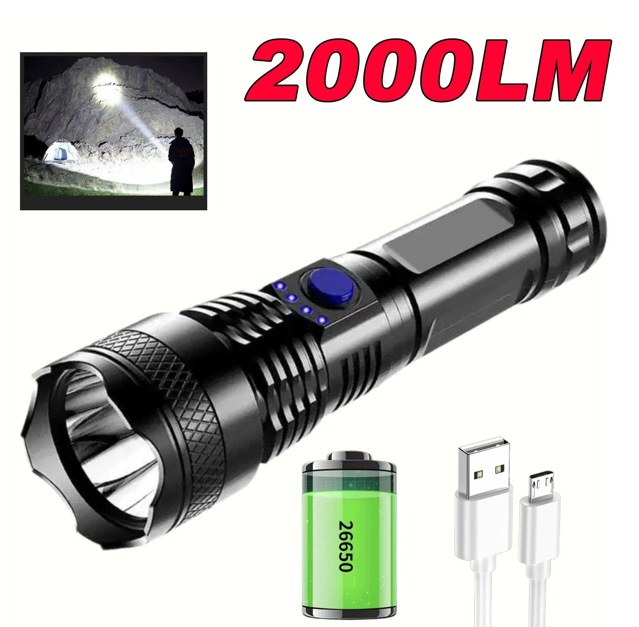 

2000LM высокая мощность светодиодный фонарик супер яркий сильный свет освещение USB перезаряжаемые портативные фонарики водонепроницаемый
