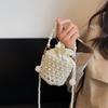 Premium Bag 2025 Spring New Fashion Woven Pearl Bucket Handbag Crossbody Hollow Bag