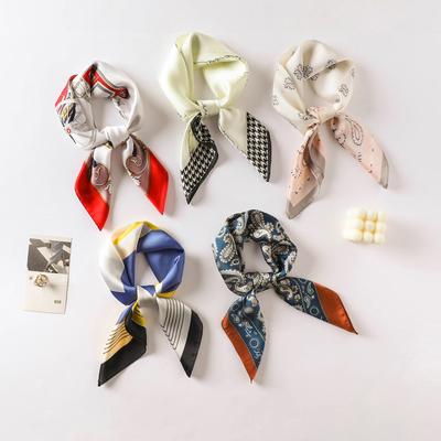 Small Silk Scarf Women'S Versatile High-End Decorative Square Scarf Professional Small Scarf Simulation Silk Korean Version Streamer Bag