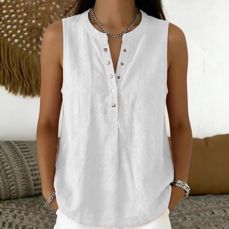 DICFY Women's Fashion Casual Summer Spring V-Neck Sleeveless Blouses & Shirts