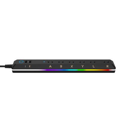 TOPLAND UMA10-BK 2m Extension Cord, Power Strip with USB Charging, Gaming, 6 AC Outlets, 2 USB Ports, 2.4A Power, LED Illumination, Black