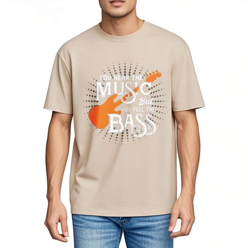 Workout Boys Crew Neck T Shirt Plus Size You Hear The Music But You Feel The Bass Stylish Teenagerss Male T Shirt New Tops