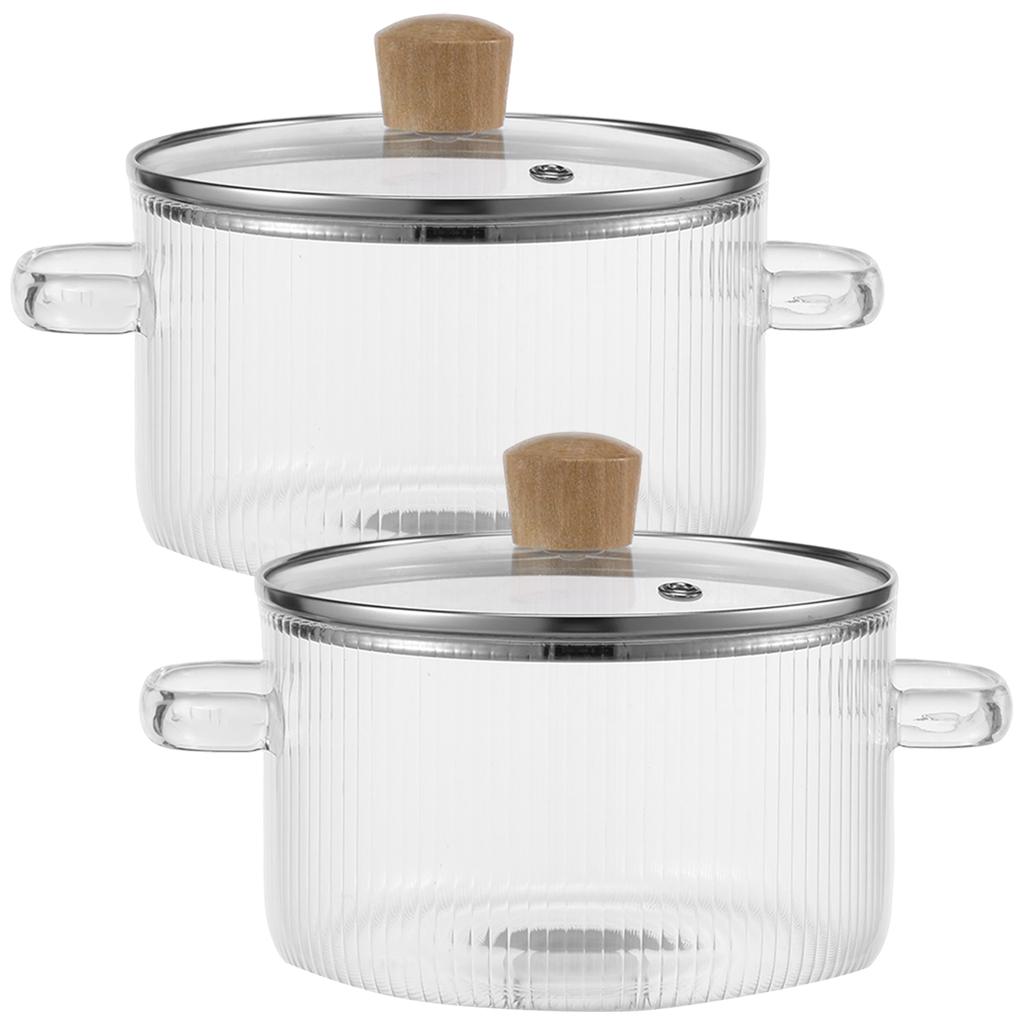 Glass Saucepan Clear Cooking Pot Heat Resistant 1.6L Glass Soup Pot Multi-Purpose Kitchen Cooking Tools