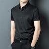 Men's Ice Silk Short Sleeve Lapel Shirt - Business Casual, Non-Iron, Elastic Fit for Middle-Aged Dads