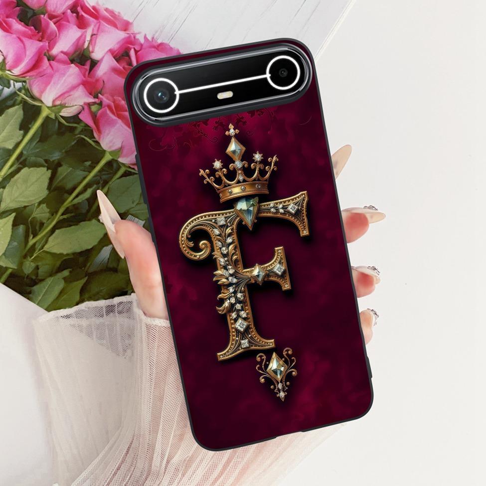 For Tecno KM9 Case For Tecno Pova Slim Cover Silicone Fashion Luxury A-Z Letters Cool Crown Soft Casing