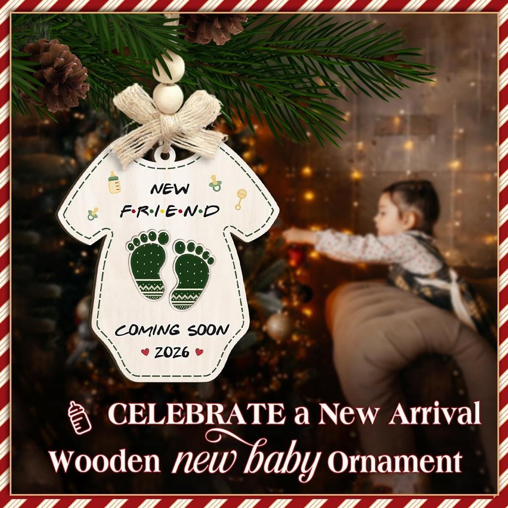 Expecting Baby 2026 Chirstmas Ornaments - Pregnancy Announcement Xmas Wooden Ornament - Mom-to-Be, Dad-to-Be, New Parents Gift - Baby Girl, Boy