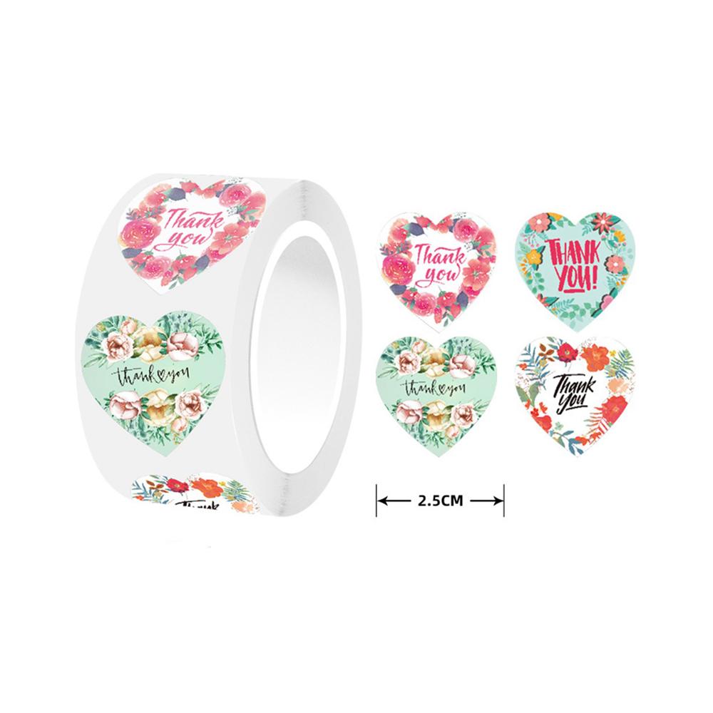 500pcs/roll Heart Stickers Thank You Stickers For Business Merci Packaging Stickers Rolling Love For Packaging Decoration