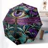 Enchanted Garden: Dragonfly & Eye Tapestry Umbrella, Cute Umbrella with Cute Design, Portable 3-Fold Compact Umbrella for Men & Women, Valentine's Day