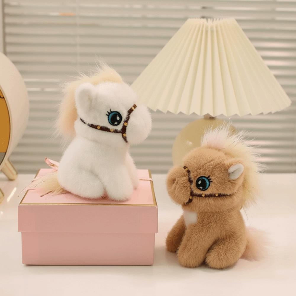 Cartoon Plush Horse Keychain Mascot Plush Horse Doll Pendant Stuffed Animal Keyring Year of Horse