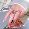 Y2K Pink Crystal Irregular Heart Ring Vintage Shiny Zircon Opal Love Open Ring for Women Kpop Punk Girl Party Jewelry Gifts 2023
