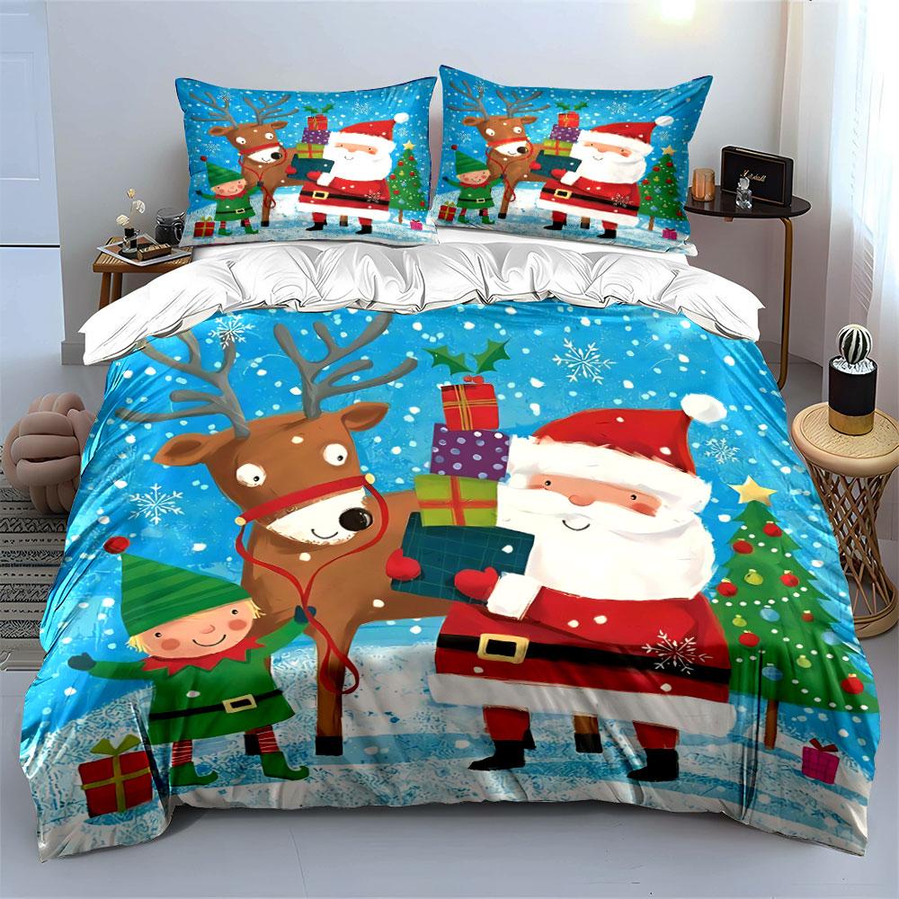 Christmas Theme with Gifts Bedding Duvet Cover Set Duvet Cover Pillowcases  (1*Duvet Cover 2*Pillowcases, Without Duvet Insert)