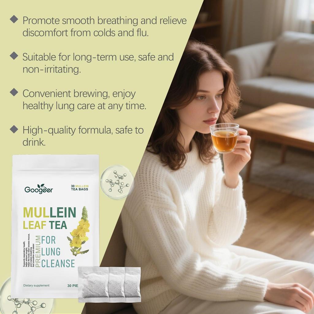 Premium Mullein Tea Bags, Supports Respiratory Health & Daily Wellness